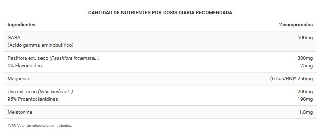 Tabla nutricional Real Sleep Big
