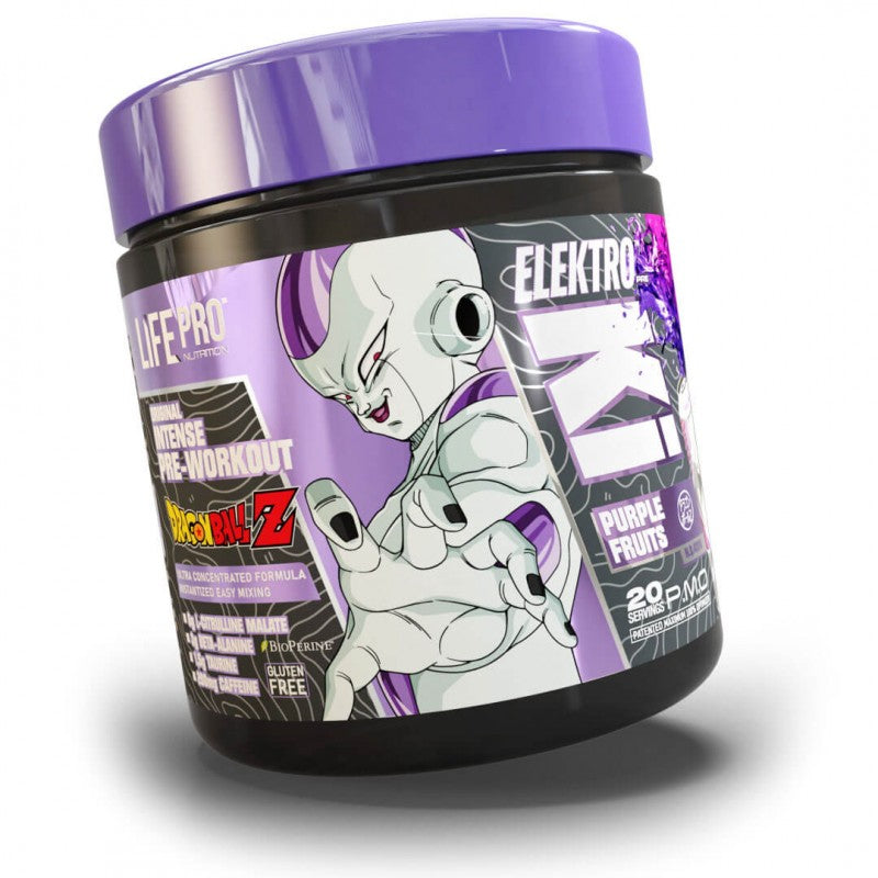 Envase ladeado de Life Pro Elektro Ki con cafeína Dragon Ball Z sabor Purple Fruits 400 g